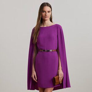 Cape Georgette Cocktail Dress Ralph Lauren